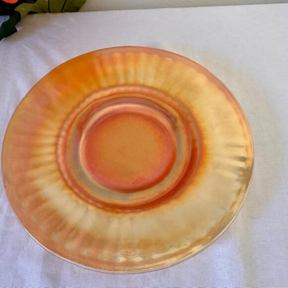 Vintage Imperial Glass Marigold Carnival Glass Plate – Iridescent Orange Gold Ra - Picture 5 of 5